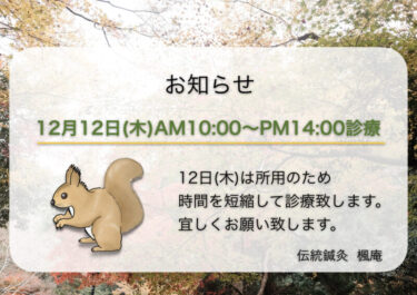 【お知らせ】12月12日(木)の診療について