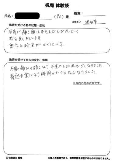 肩の痛み・手足の痺れ